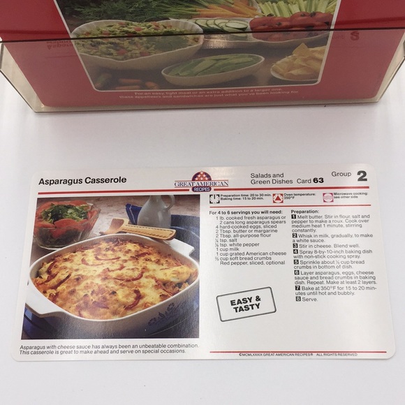 Vintage Great American Recipes Cards in Plastic Storage Box - Picture 5 of 16